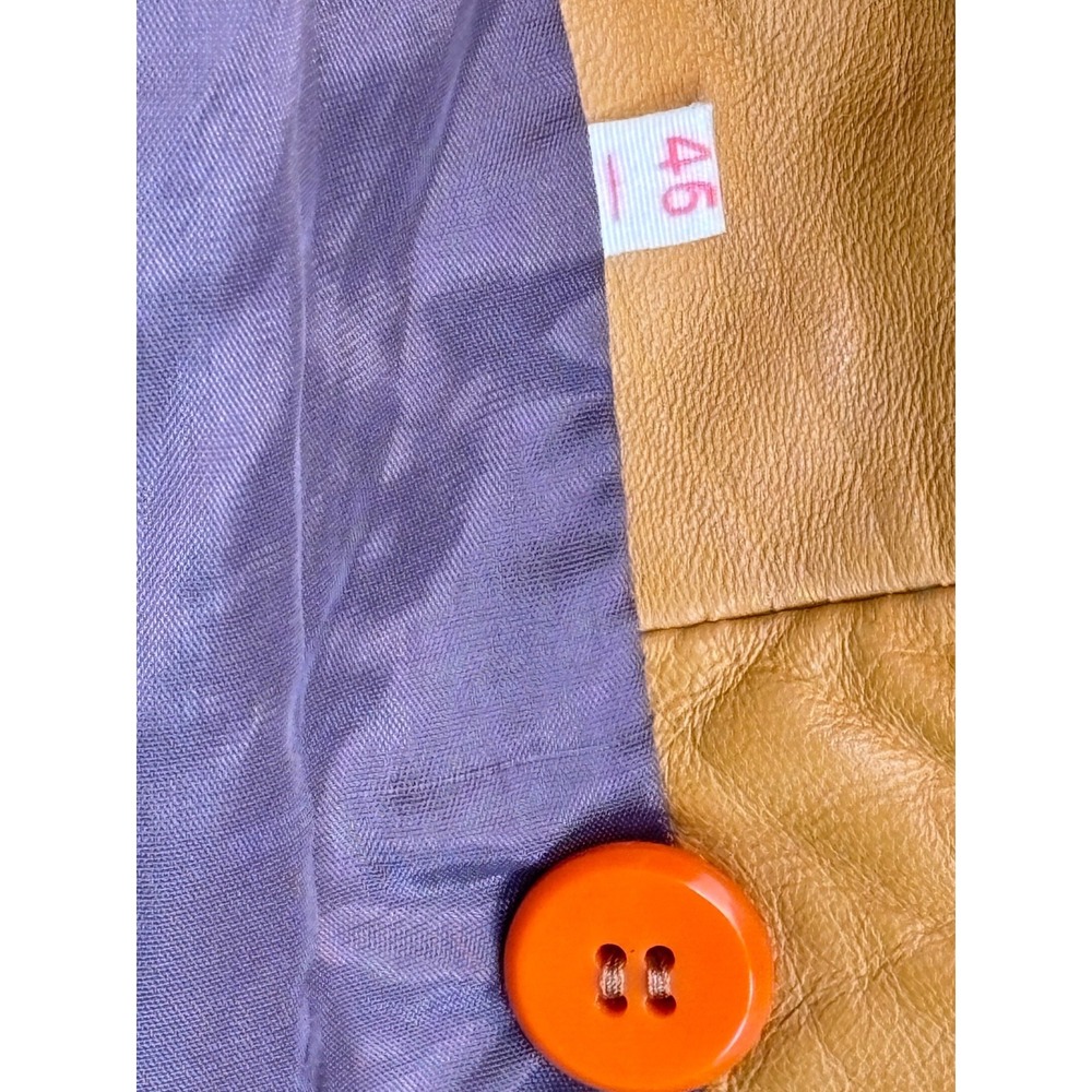 Vintage 70s Leather Jacket Womens S Driving‎ Western Yellow *Read - Picture 13 of 16